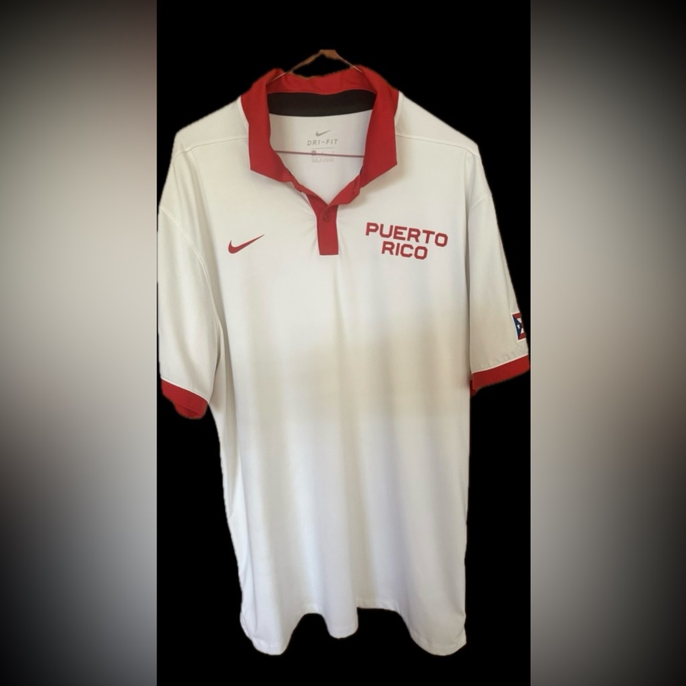 Nike Men White and Red Puerto Rico Polo
